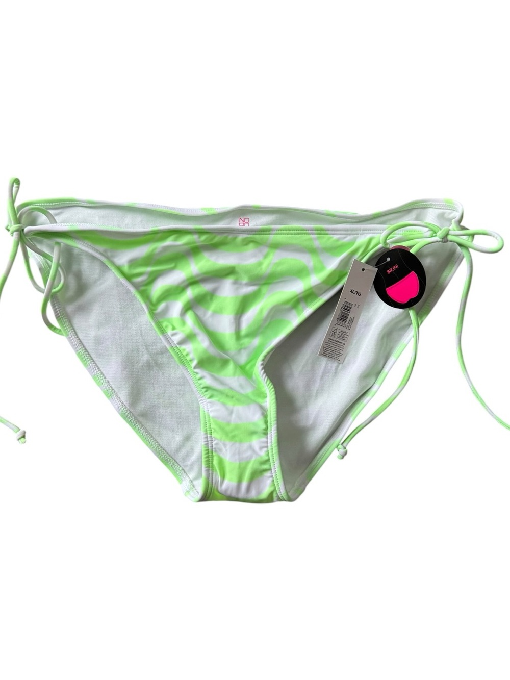 NOBO Junior Bikini Bottom Green White Swirl Tie Side Size XL NWT